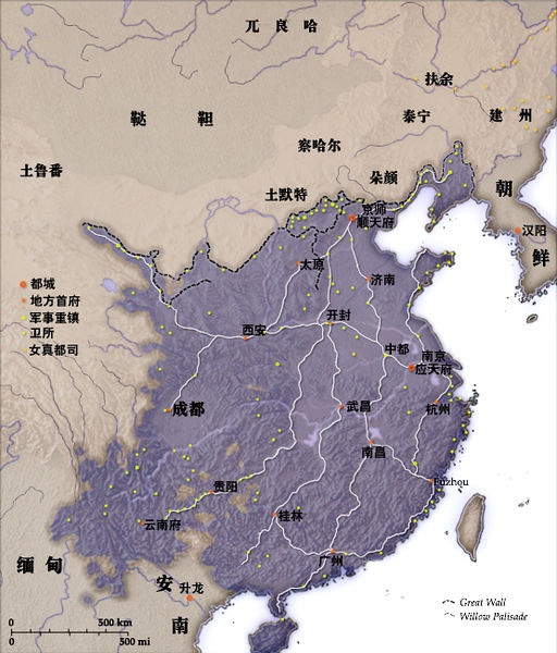明代万历年间实际统治区域