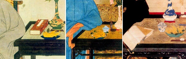 衍圣公夫人燕居图中桌旁的佛手