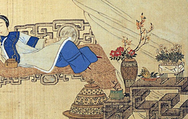 闺中摆放腊梅、山茶、水仙、灵芝，以及佛手一只，典型的冬日陈设